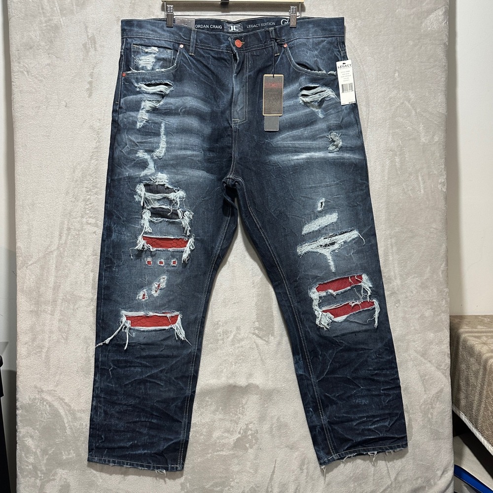 Jordan Craig Legacy Edition Collins Jeans Viper Blue Distressed 44 JE6686